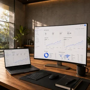 Grafik data analitik yang menampilkan cara mengukur keberhasilan SEO perusahaan B2B oleh Malfinazwebseo.