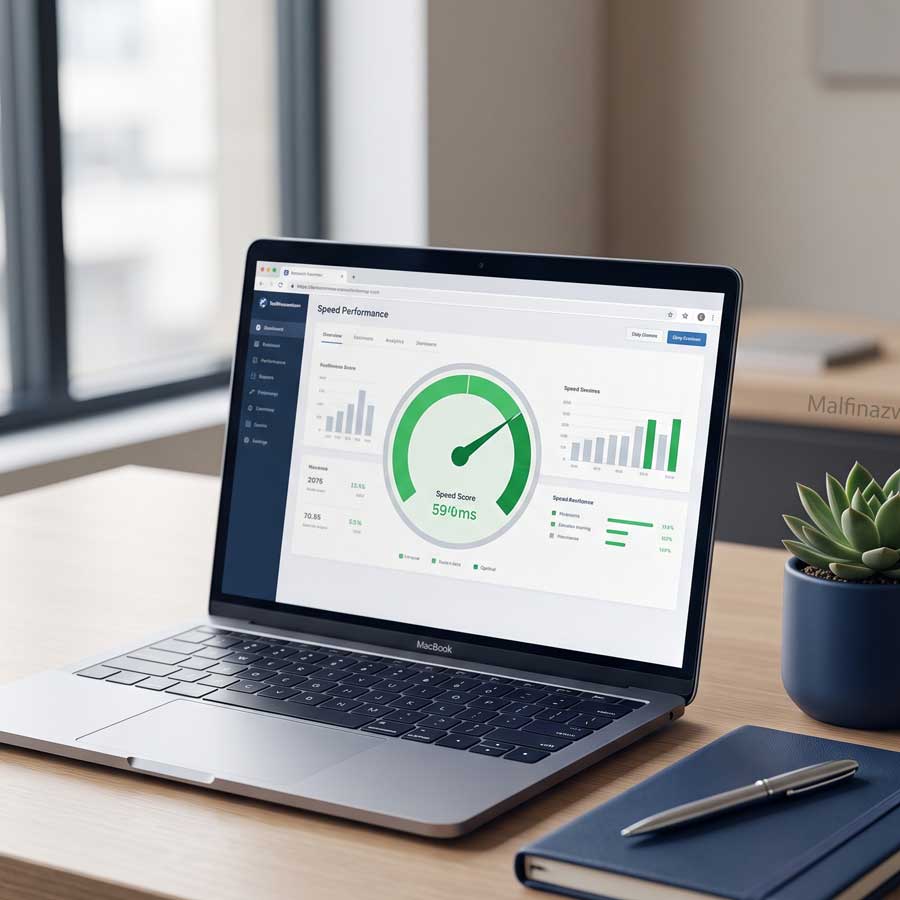 Dashboard Skor Hijau Pagespeed Insights Di Ruang Kerja Malfinazwebseo
